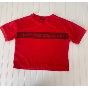Bebe Sport Cropped Red T Shirt Top Athletic Fashion Size Womens Small